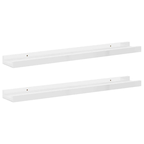 Wandregale, 60 cm, Hochglanz Weiß, 2er-Set