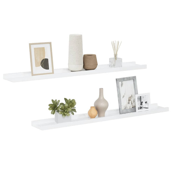 vidaXL Étagères murales 2 pcs Blanc brillant 80x9x3 cm
