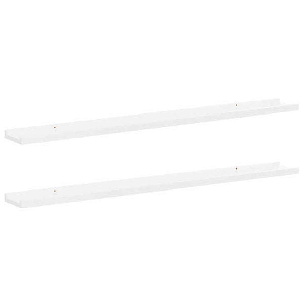 Wandregale, 2er Set, Hochglanz Weiß, 100cm