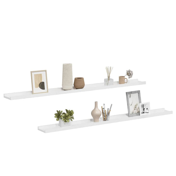 Wandregale, 115 cm, Hochglanz Weiß, 2er-Set