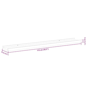 Wandregale, 115 cm, Hochglanz Weiß, 2er-Set