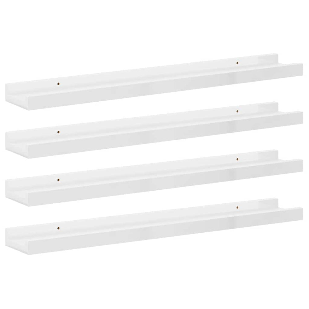 Wandregale, 4er Set, Hochglanz Weiß, 60cm