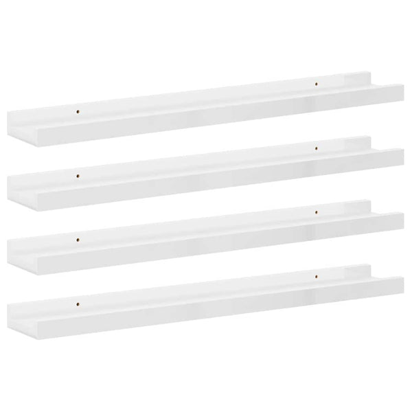 vidaXL Étagères murales 4 pcs Blanc brillant 60x9x3 cm