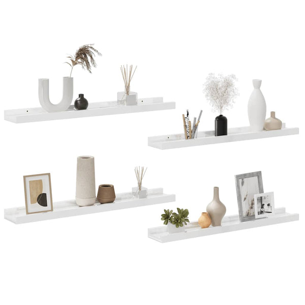 vidaXL Étagères murales 4 pcs Blanc brillant 60x9x3 cm
