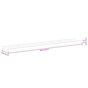 Schwarze Wandregale, 100 cm, 2er-Set