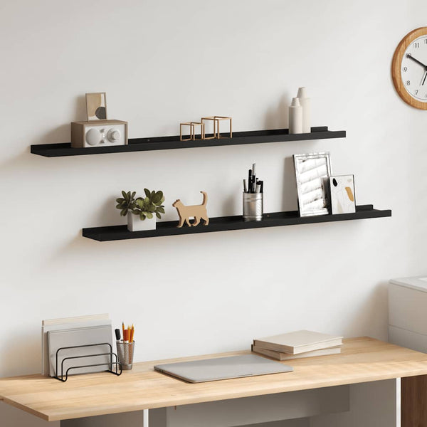 Schwarze Wandregale, 100 cm, 2er-Set