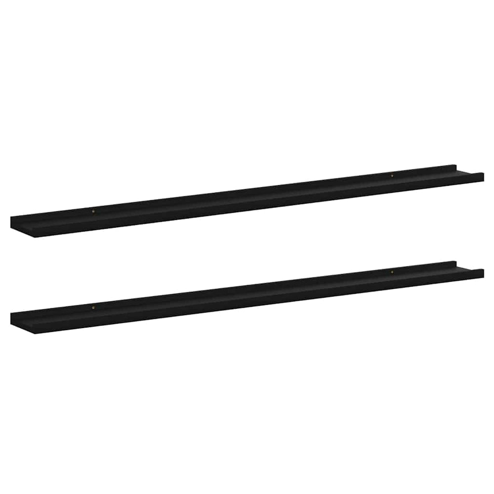 Schwarze Wandregale, 2er Set, 115 cm