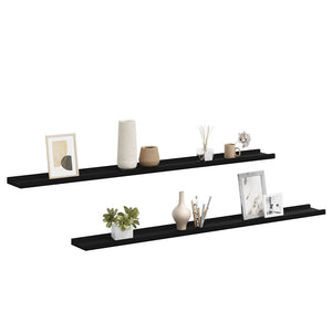 Schwarze Wandregale, 2er Set, 115 cm