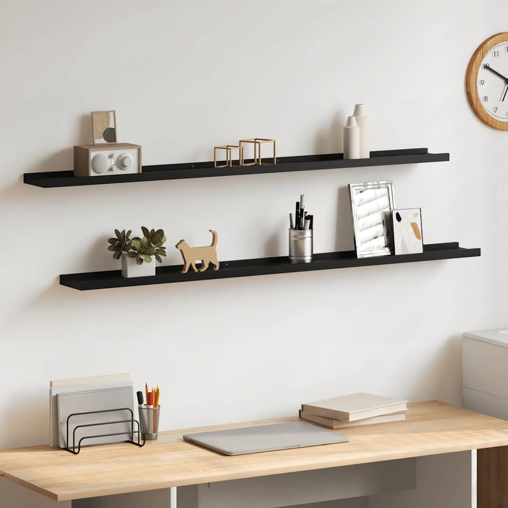 Schwarze Wandregale, 2er Set, 115 cm