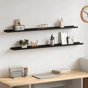 Schwarze Wandregale, 2er Set, 115 cm