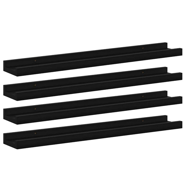 Schwarze Wandregale, 60 cm, 4er-Set