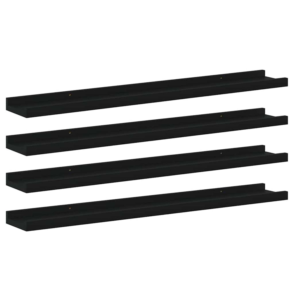 Schwarze Wandregale, 4er Set, 80 cm