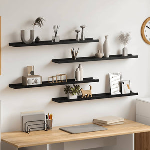 Schwarze Wandregale, 4er Set, 80 cm