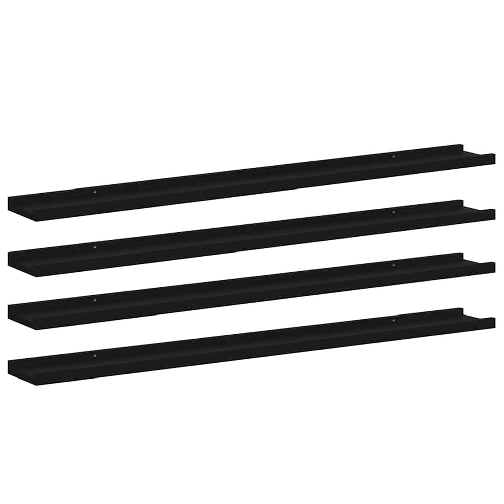 Schwarze Wandregale, 4er Set, 100cm