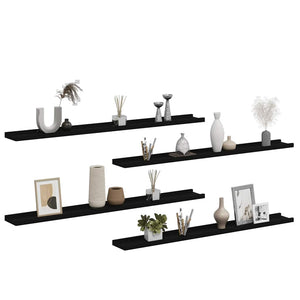 Schwarze Wandregale, 4er Set, 100cm