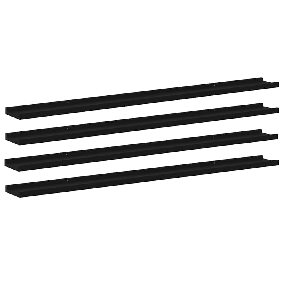Wandregale, 4er Set, Schwarz, 115 cm