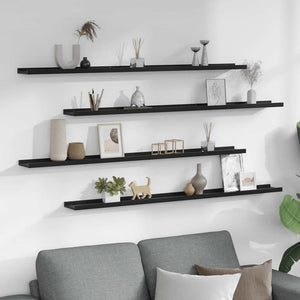 Wandregale, 4er Set, Schwarz, 115 cm