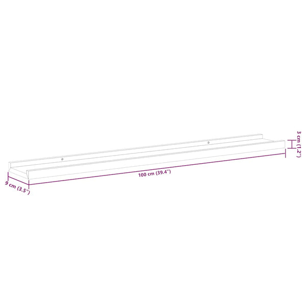 Graue Wandregale, 2er Set, 100 cm