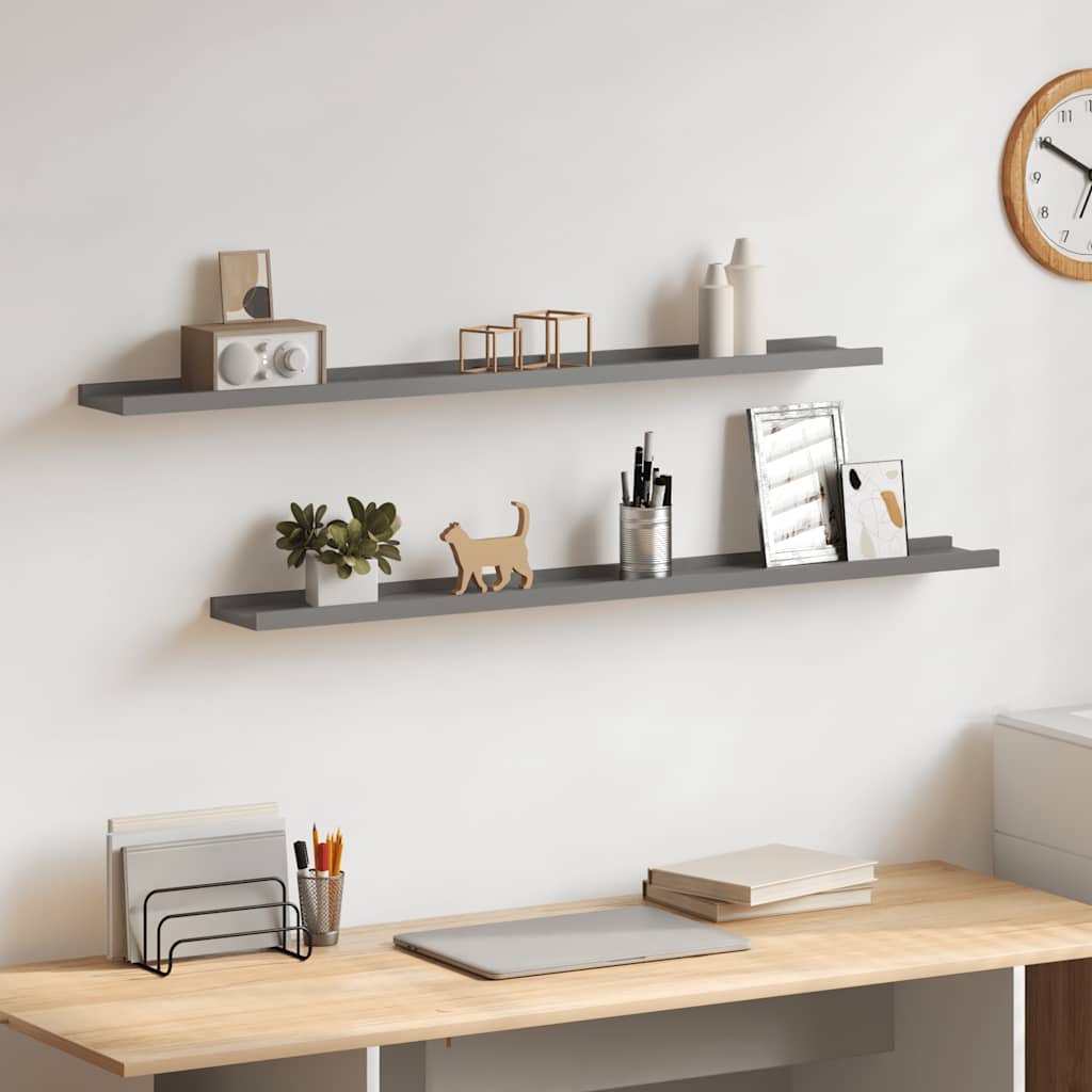 Graue Wandregale, 2er Set, 100 cm