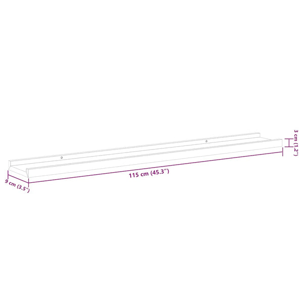 Wandregale Grau, 2er Set, 115 cm