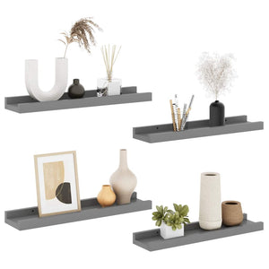 Graue Wandregale, 4er-Set, 40x9x3 cm