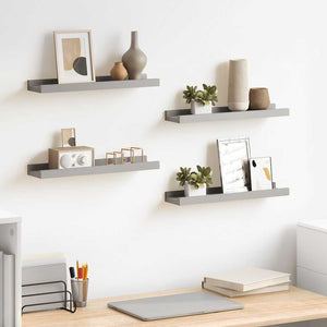 Graue Wandregale, 4er-Set, 40x9x3 cm