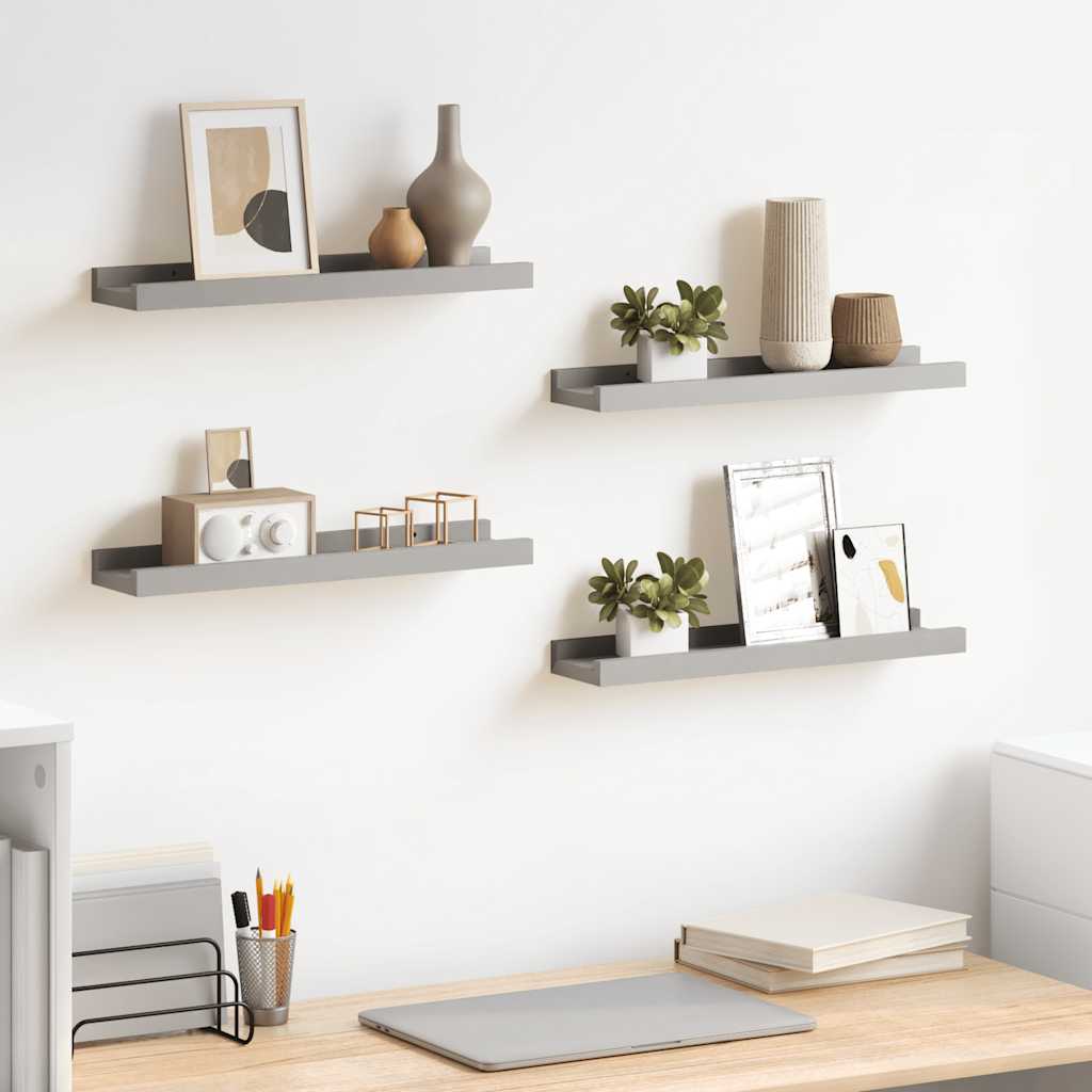 Graue Wandregale, 4er-Set, 40x9x3 cm
