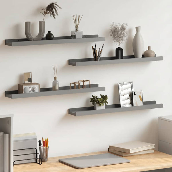 Wandregale Grau 60x9 cm, 4er-Set