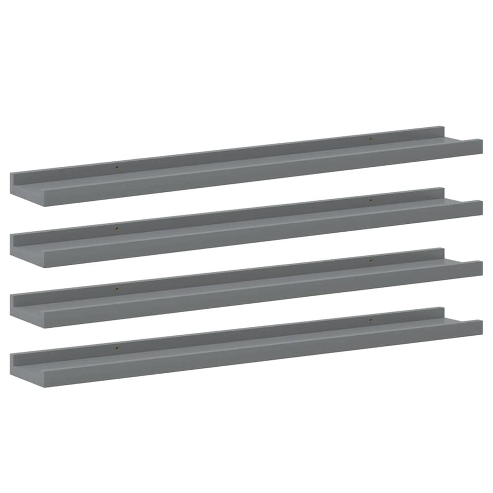 Graue Wandregale, 4er Set, 80 cm