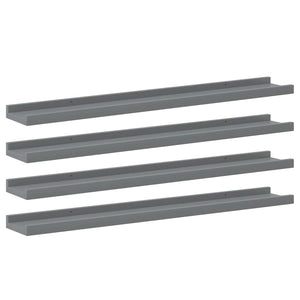 Graue Wandregale, 4er Set, 80 cm