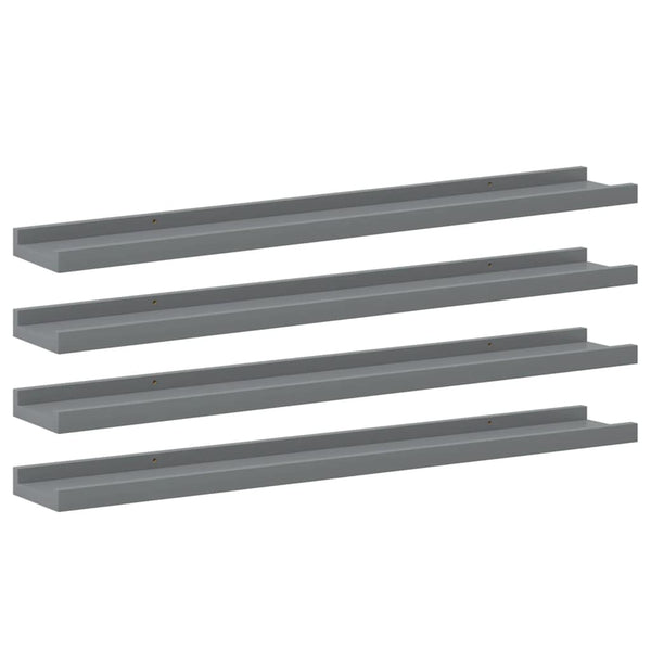 Graue Wandregale, 4er Set, 80 cm