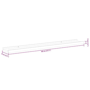 Graue Wandregale, 4er Set, 80 cm