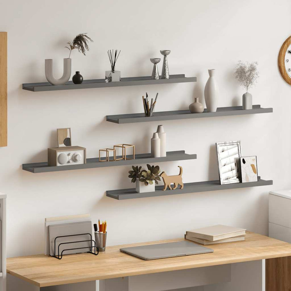 Graue Wandregale, 4er Set, 80 cm