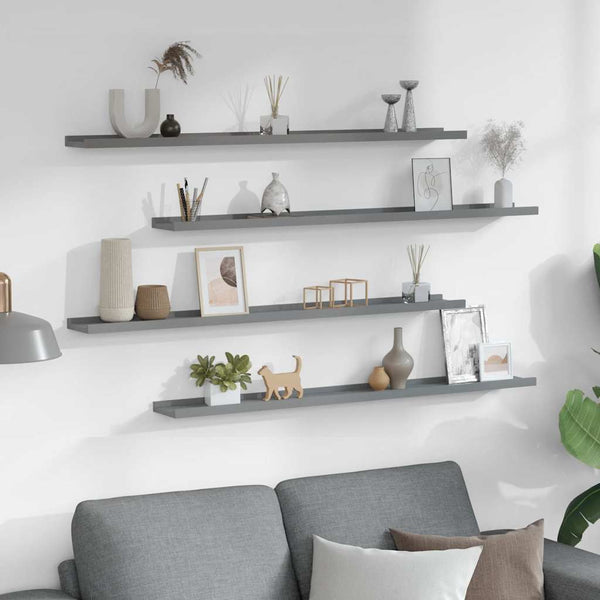 Wandregale Grau, 4er Set, 100cm