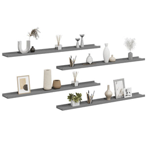 Wandregale Grau, 4er Set, 100cm