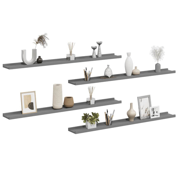 Wandregale Grau, 4er Set, 100cm