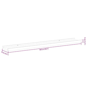Wandregale Grau, 4er Set, 100cm