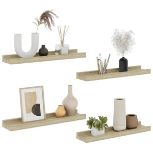 Wandregale Sonoma-Eiche, 4er-Set, 40 cm