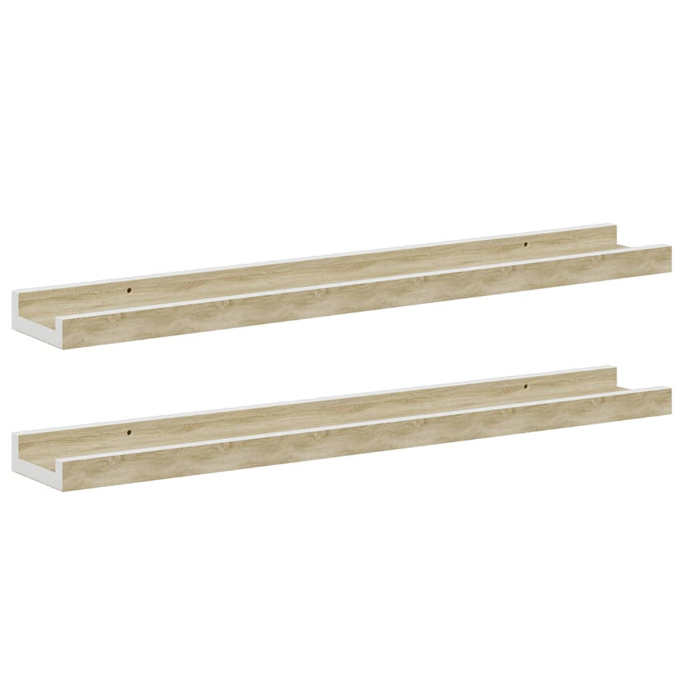 Wandregale, 60 cm, Sonoma-Eiche & Weiß, 2er-Set