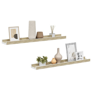 Wandregale, 60 cm, Sonoma-Eiche & Weiß, 2er-Set