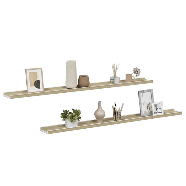 vidaXL Étagères murales 2 pcs Blanc et Chêne Sonoma 115x9x3 cm