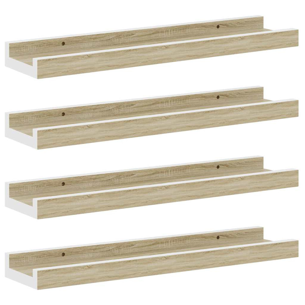 Wandregale 4er Set Weiß Sonoma-Eiche 40cm