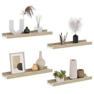 Wandregale 4er Set Weiß Sonoma-Eiche 40cm