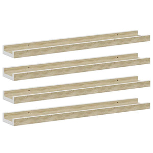 Wandregale 60x9 cm, 4er Set, Weiß & Sonoma-Eiche
