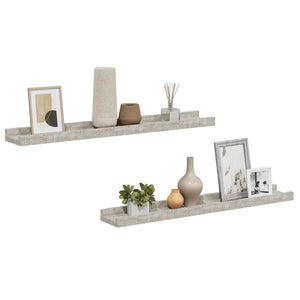 Wandregale Betongrau 60x9x3 cm, 2er-Set