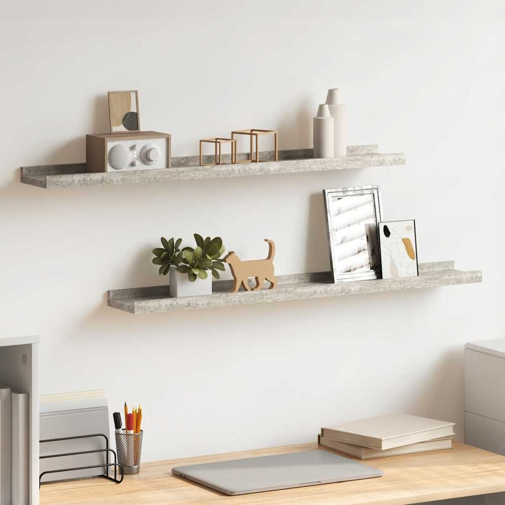 Wandregale 2er Set Betongrau 80cm