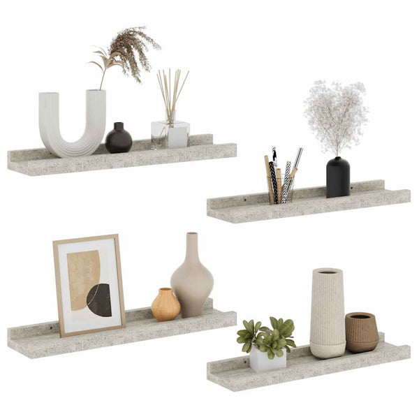 Wandregale Betongrau, 4er-Set, 40 cm