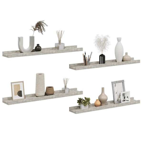 Wandregale 60 cm Betongrau, 4er-Set