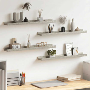 Wandregale 60 cm Betongrau, 4er-Set