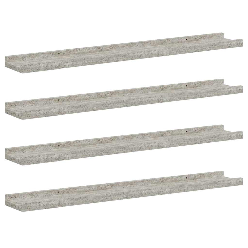Betongraue Wandregale, 80 cm, 4er-Set